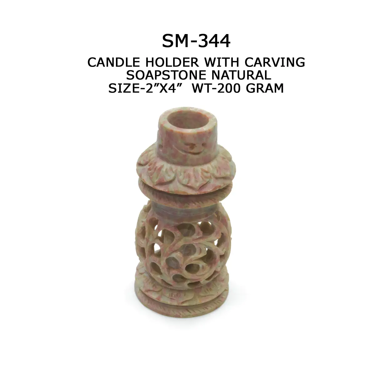 CANDLE HOLDER WITH CARVING SOAPSTONE